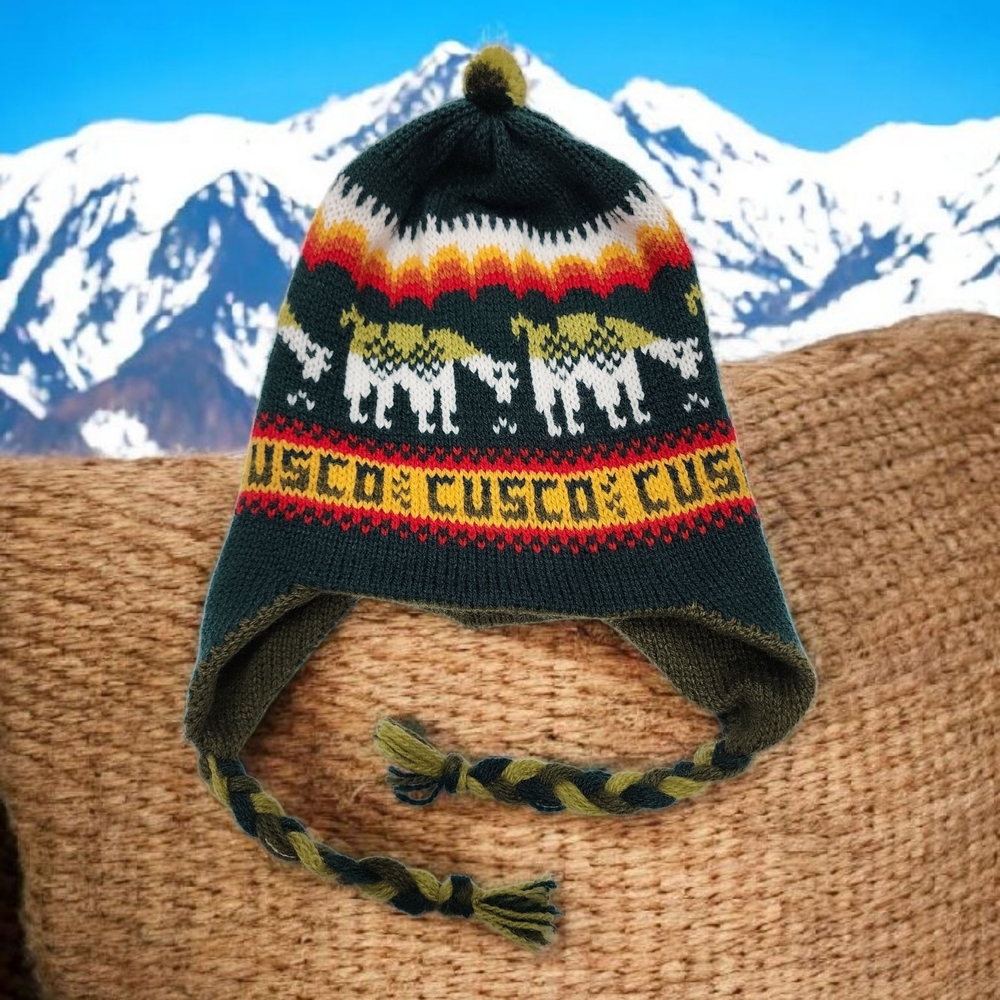 Peruvian Chullo Woll/Alpaca Blend Reversible Hand-Made Winter Beanie One Size